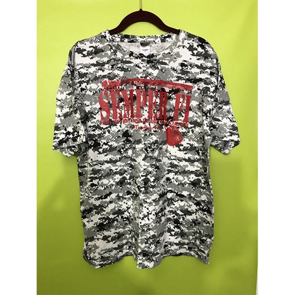 Code V Red SEMPER FI Geo Pure Cotton T Shirt L - Picture 3 of 6